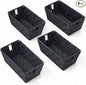 Storage Baskets for Organizing, Woven Organizer Baskets for Shelves, Small Strap Shelf Baskets for Bathroom Storage, Grey, Set of 4