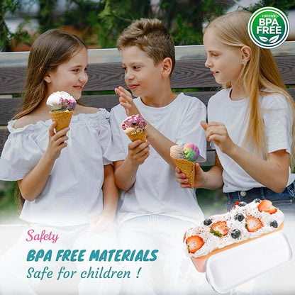 2 Pack Ice Cream Tub Containers (1.6 Quart Each), Reusable Freezer Storage Containers with Lids for Homemade Sorbet, Frozen Yogurt, or Gelato, Orange and Purple