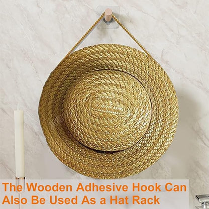 Macrame Hat Hangers for Wall with Adhensive Wooden Hook, Handmade Decorative Boho Hat Organizer Bohemian Macrame Cap Holder Set for Display for Beach Hat Sun Hat for Wide Brim Caps (2 holes)