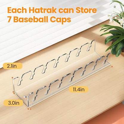 Nicetree Hat Organizer for Baseball Caps, 4 Pcs No Install Acrylic Hat Racks for 28 Baseball Caps Storage, Hat Stand for Caps Display and Organizer for Dresser, Bedroom, Closet, Office