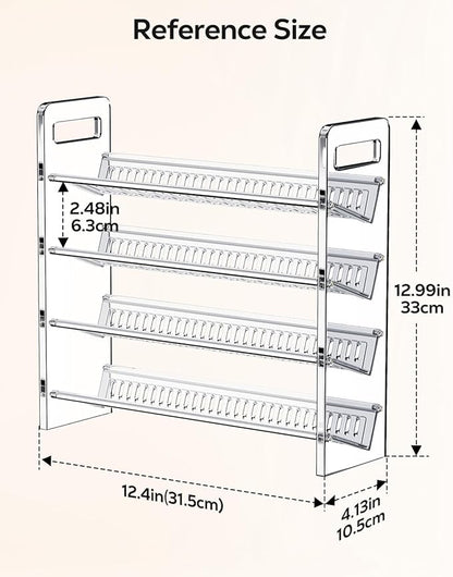 Nieifi Transparent Spice Rack Rustproof,without Seasoning Jars,4-Tier ABS Plastic Spice Rack Organizer for Cabinet and Countertop,Thickened Corrosion-Resistant-Tiered Kitchen Accessories