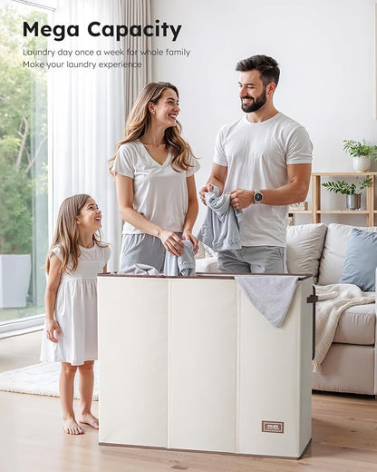 SOLEDI 180L Laundry Hamper 3 Section, Extra Large Laundry Hamper with Lid, Dirty Clothes Hamper with Sturdy Handle, Large Laundry Basket Organizer for Laundry Room, Bedroom, Hampers for Laundry