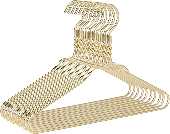 Beautiful Gold Aluminum Metal Suit Hangers Heavy Duty Coat Hangers (14" Junior/Teens Size - 100 Pack)