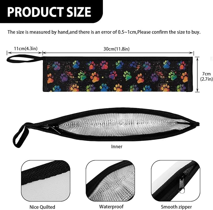 Color Paw Travel Portable Cutlery Storage Bag with Handle Tableware Carrier Case for Camping, 11.8 Inch Flatware Carrying Bag Reusable Dinnerware Pouch Case