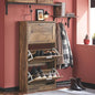 Haotian Shoe Cabinet Storage for Entryway, Narrow Shoe Cabinet with Three Flip Drawers to Save Space, Shoe Rack Cabinet for Front Door Entrance Hallway (Natural)