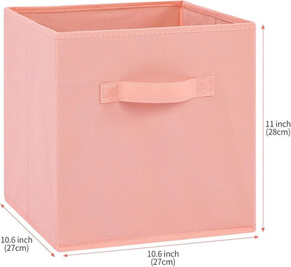 Stero Fabric Storage Bins 6 Pack Fun Colored Durable Storage Cubes with Fabric Handles Foldable Cube Baskets for Home, Kids Room, Closet and Toys Organization Peachpuff