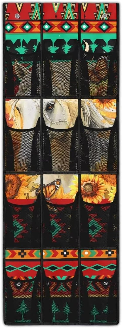 Generic Yellow Horse Over The Door Shoe Organizer Large Pockets Storage Door Organizer Multi-Layer Pocket Structure to Meet The Storage Needs of Different Items for Mom Dad Housewives