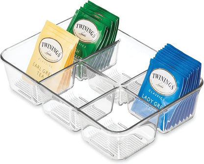 iDesign Clear Tea Bag & Sugar Packet Organizer for Drawer, Cabinet or Kitchen Countertop