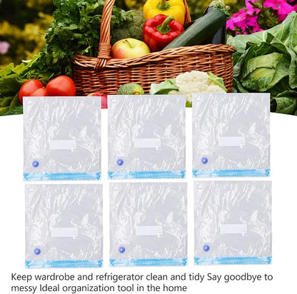 6PCS 22 * 21CM Vacuum Storage Bags Space Saver Sealed Reusable Vacuum Sealed Compressed Space Saver Bags for Food Clothing