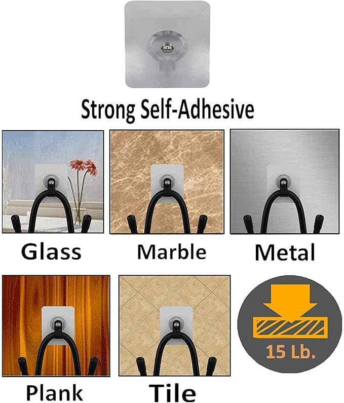 Cowboy Hat Rack Hat Holder Hat Organizer Hat Hanger Hat Wall Mount - Adhesive Metal Hooks - Easy to install - 4 Pack - No Hat