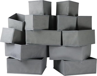 Fordonral 16 Pack Drawer Organizer Clothes, Foldable Fabric Dresser Organizer Closet Organizers and Storage Box for Underwear,Folded Clothes,Baby Clothing,Socks,Bra,Towels,Ties(Gray)