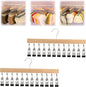 Closet Organizer with 12 Clips, 2026 New Space Saving Hanging Closet Organizer, Hat Scarf Clothespins for Legging Jeans Skirts Socks Pant Hangers (Wood-12 Clips, 2 Pcs)