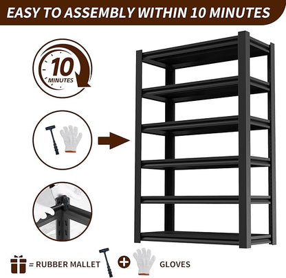 83" Garage Shelving Units and Storage 6 Tier,Heavy Duty Metal Shelves Adjustable,3600lbs Garage Storage Shelves,Sturdy Steel Utility Rack Industrial Tool Shelf for Basement Shop