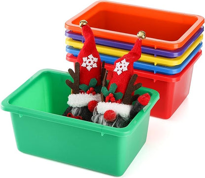 Nicunom 6 Pack Cubby Bin Storage Bins, Multi-Purpose Plastic Storage Bins Stackable Organizer Storage Cubbies for Home, Nursery, Playroom, Classroom