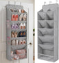 HOMELUX THEORY 6 Tiers Over The Door Shoe Organizer - 100D Extra Thick Deep Pockets Shoe Rack for Closet, 4 Side Pockets Shoe Rack for Entryway & Hanging Shoe Organizer for Closet (V1, Light Gray)