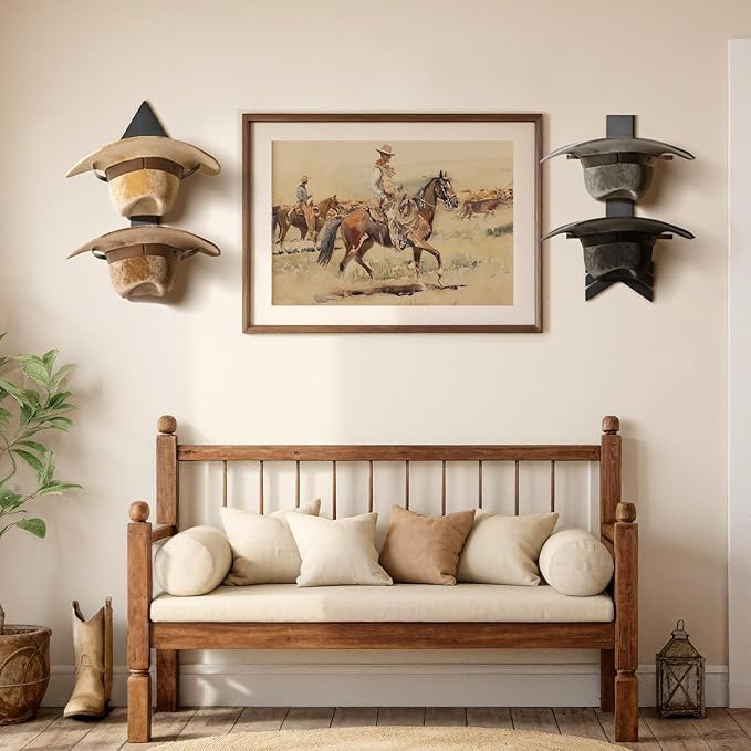 Cowboy Hat Rack for Wall Hat Organizer for 10 Baseball Caps and 3 Cowboy Hat with Solid Wood Arrow Hat Holder Cowgirl Hat Hanger Storage for Closet Entryway Black