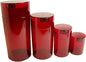 Tightvac Set of 4 - Patented Airtight Storage Container | Multi-use Vacuum Container Keeps Your Herbs and Dry Goods Fresh and Flavorful. Red Tint