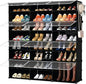 Patented Shoe Racks Organizers Shelves, Floor-Standing, Wall Hanging, Sturdy and extendable. Easy DIY Assembly, for Door Entrance, Closet, and Workplace (3x8Grid, Translucent & Black)