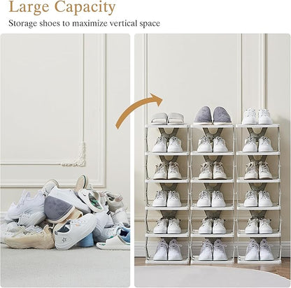 VECELO 6 Tier Vertical Narrow Shoe Rack, Free Standing Shoe Racks, Skinny Shoe Shelf Easy Assembly, Compact Shoe Organizer Space Saving for Small Spaces, Entryway, Garage, Front Door Entrance, Grey