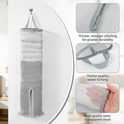 Hanging Sock Storage Bag,Wall Mount Multifunctional Bag,Sock Underwear Organizer,Hanging Closet Organizer,Saver Kitchen Storage Holder for Storing Socks Ties Plastic Bag 3PCS (Grey)