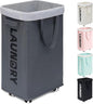 Goodpick Laundry Basket with Wheels, Laundry Hamper with Removable Wash Bag, Clothes Hamper, Rolling Laundry Basket, Dorm Room Essentials, 75L, Grey
