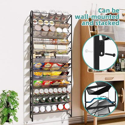 Simple Trending Spice Rack Organizer with 32 Empty Spice Jars, 64 Spice Labels, Chalk Marker and Funnel Set for Cabinet, Countertop, Kitchen, Pantry or Wall Mount, Black