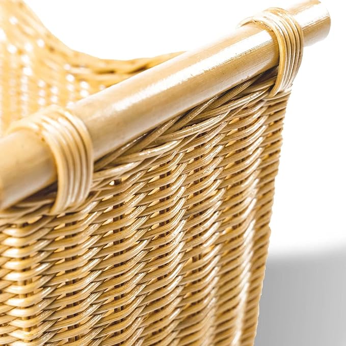 The Basket Lady Narrow Wicker Magazine Basket, Large, 14 in L x 7.5 in W x 12 in H, Sandstone