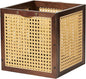 Rattan Storage Cubes Wooden Storage Baskets Boxes Decorative Natural Handmade Bohemian Solid Wood Woven Wicker Cane Bin Closet Shelf Clothes Organizer Books Magazine Holder (Walnut)