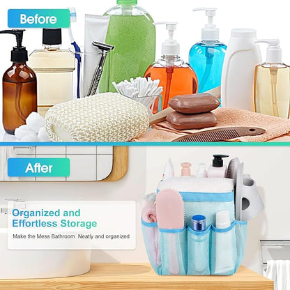 Attmu Mesh Shower Caddy Portable for College Dorm Room Camping Essentials, Shower Caddy Dorm with 9-Pockets, Large Capacity Hanging Basket Bathroom Bag for Toiletry, Swimming, Gym, Camp, Beach