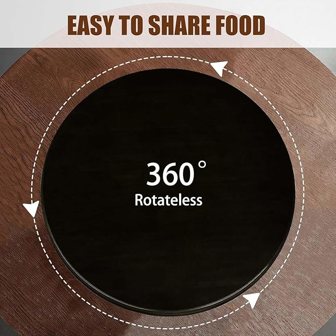 Large Lazy Susan Turntable, Wooden Round Tray Rotating for Dining Table Top Centerpiece Silent Smooth SpinBy Hand Kitchen Turntable Organizer, Easy to Clean (Black, 28 in)