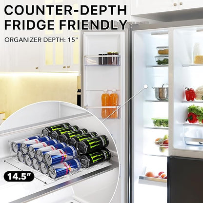 Simple Houseware Tall Skinny Can Organizer and Dispenser for Refrigerator or Pantry, Clear, Set of 2