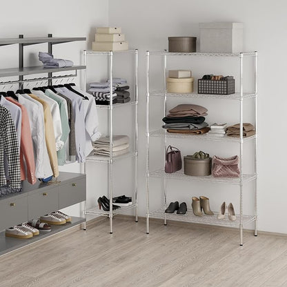 18" Deep x 42" Wide x 74" Height Wire Shelving Kit | 5-Tier | NSF Commercial Storage Rack Unit