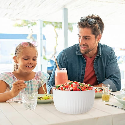 Oggi Prep, Store & Serve Plastic Bowl w/See-Thru Lid- Dishwasher, Microwave & Freezer Safe, (2.6 qt) White/Aqua