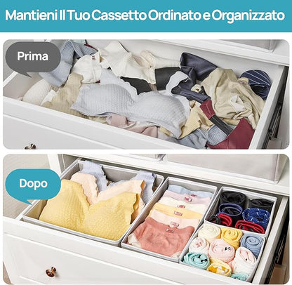 Vtopmart 12 Pack Baby Clothes Organizer, Dresser Drawer Organizer for Baby Clothing, Foldable Fabric Closet Drawer Storage Bins, Dresser Dividers for Bra, Socks, Ties, Scarf