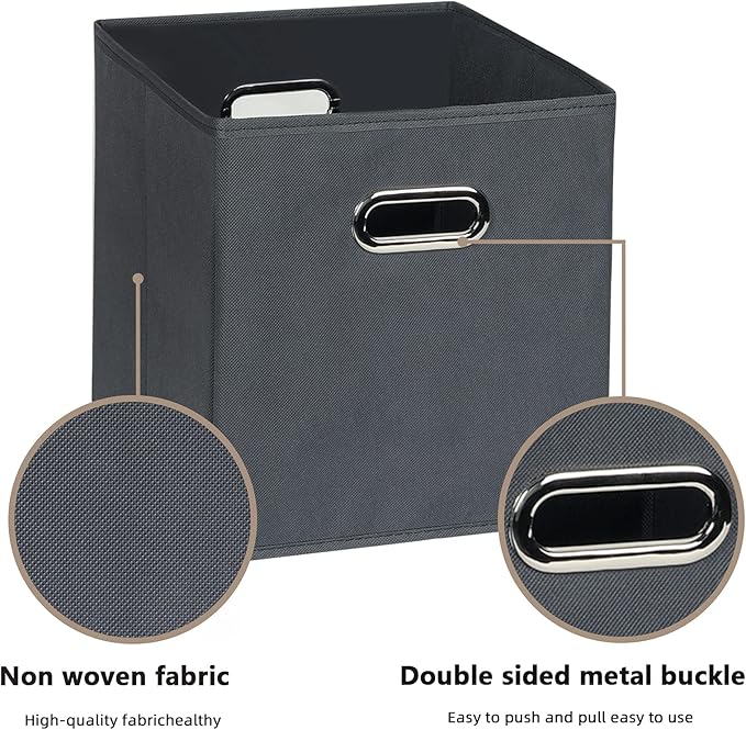 Fabric Cloth Storage Bins,Fabric Cube Organizer with Dual Handles Foldable Cube Storage Baskets for Home Bedroom Storage,Set of 6, Gray