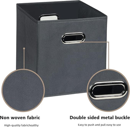 Fabric Cloth Storage Bins,Fabric Cube Organizer with Dual Handles Foldable Cube Storage Baskets for Home Bedroom Storage,Set of 6, Gray