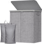 Lifewit 145L Large Laundry Basket with Lid, Laundry Hamper with Plastic Handles and Removable Bag, Foldable Tall Dirty Clothes Hampers for Laundry for Laundry Room, Bedroom, Bathroom, Dorm, Light Gray