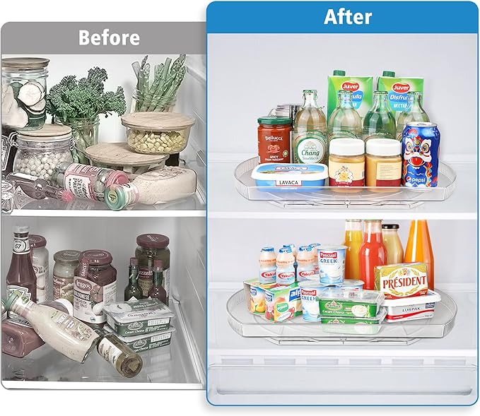 Lazy Susan Turntable for Refrigerator, Square Turntable Organizer for Fridge Cabinet, Pantry, Countertop | 16.5" x 11.1" (Rectangle 1 Pack - Clear)