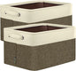 BALEINE 2 Pack Fabric Closet Storage Bins for Shelves, Linen Closet Organizers and Storage, Decorative Baskets for Organizing, Shelf, Clothes, Home, Office (Brown, 14''x10''x8.5'')