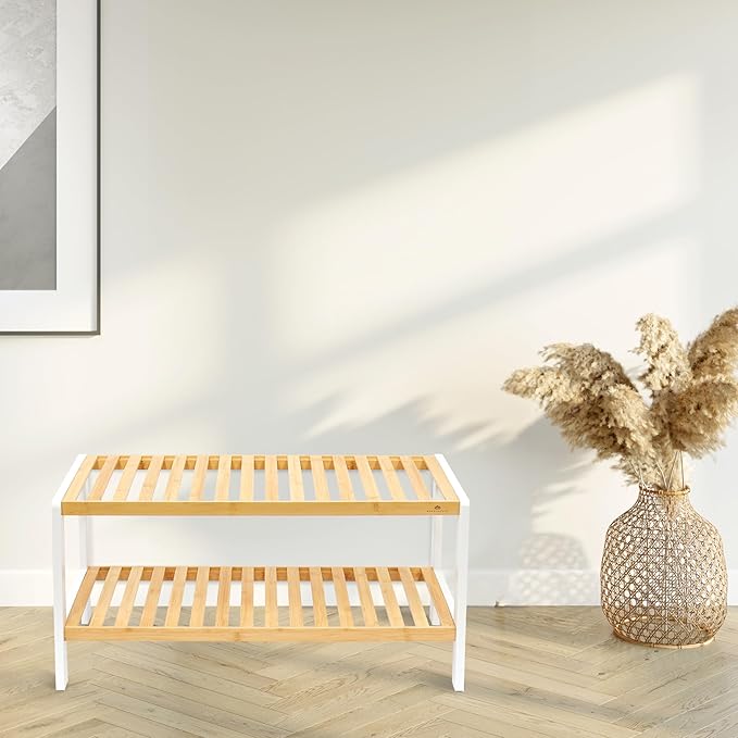 RoyalHouse Bamboo Shoe Rack, 2-Tier Shoe Organizer, Perfect Free Standing Shoe Rack for Living Room, Closet, Entryway, Bedroom