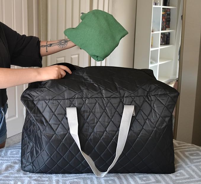 Simple Living Solutions Quilted Storage Bag, Medium, 25 Gallon Heavy Duty Fabric Organizer with Reinforced Handles & Zipper, Ideal for Clothes, Bedding & Travel