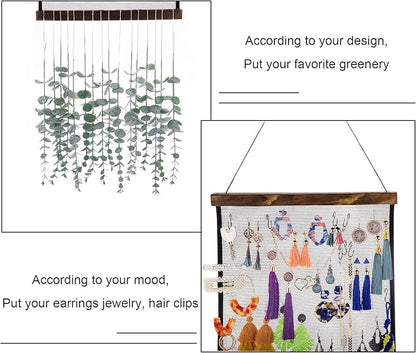 FEQO Earring Organizer Hanging Mesh Earrings Holder Wall Mounted Earring Hanging Jewelry Display Organizer with 20 Pieces S Shape Black Hooks (24 x 12 inch)