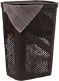 Mind Reader Slim Laundry Hamper with Lid, 60L Clothes Basket, Ventilated Plastic, Brown