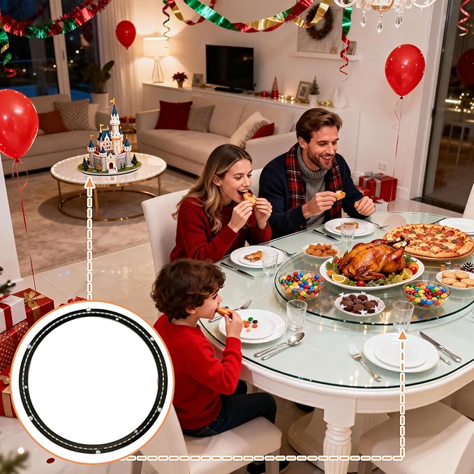 TamBee 20 Inch Lazy Susan Bearing Base, 450 lbs Load Capacity Heavy-Duty Mute Turntable Ring Lazy Susan Hardware for Dining Table, DIY (Black)