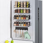 Mystozer 5 Pack Moveable Magnetic Spice Rack Organizer With 6 Hooks for Refrigerator, Metal Fridge Shelf Magnetic Basket for Fridge Kitchen Spice Organizer (Black)