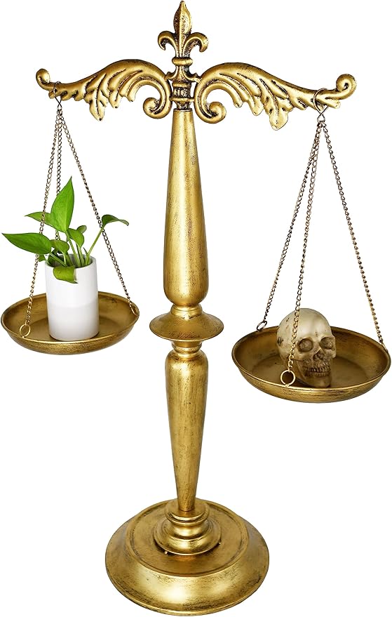 Owlgift Large Metal Jewelry Tower Organizer Stand, Necklaces Bracelets Earrings Holder Storage, Aesthetic Room Décor, Cosmetic Centerpiece Display, Lawyer Scale of Justice