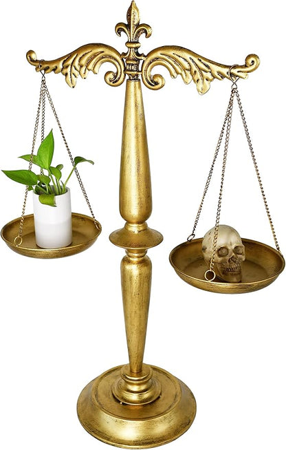 Owlgift Large Metal Jewelry Tower Organizer Stand, Necklaces Bracelets Earrings Holder Storage, Aesthetic Room Décor, Cosmetic Centerpiece Display, Lawyer Scale of Justice