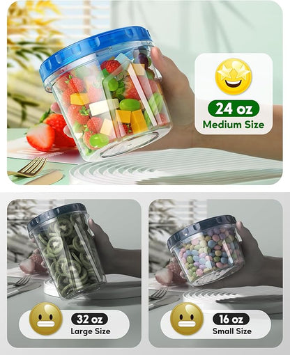 Canfanni 8 Pack-24 OZ Freezer Storage Containers, Plastic Soup Container with Lids, BPA Free Food Storage Containers with Twist Top Lids, Reusable, Microwave and Dishwasher Safe