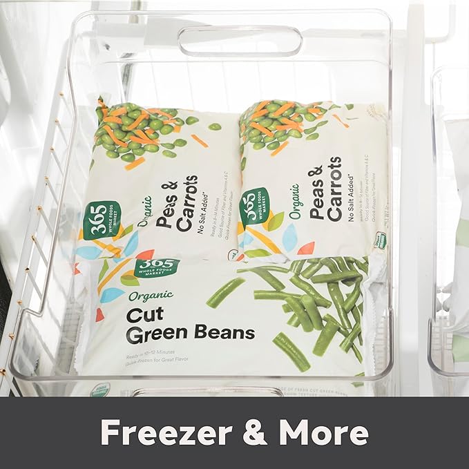 Oggi Storage Bin With Handles - Deep (9.75" x 9" x 6") - Ideal for Kitchen Organization, Pantry Storage, Fridge Organizing, Clear