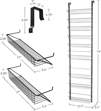 Home-Complete Over the Door Pantry Organizer - 9-Tier Organizer for Bathroom, Closet, or Kitchen Storage - Pantry Organizers and Storage (Black)